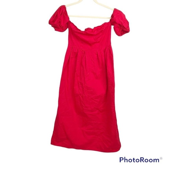 Nasty Gal solid red off shoulder midi dress size 6 NWOT - Picture 1 of 9